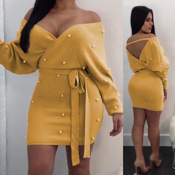 Diva Boutique Online Dresses & Skirts - Nude Pearl Sweater Dress